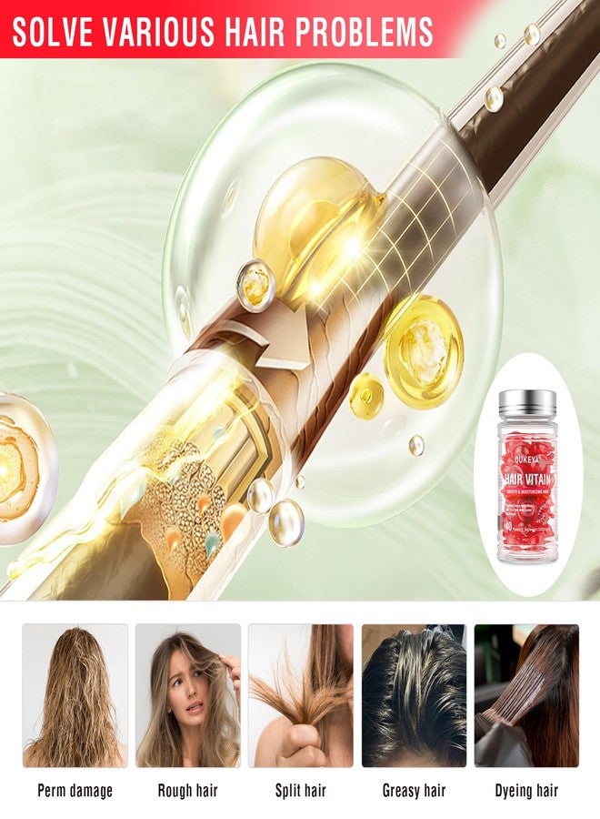 OUKEYA Hair Vitamins Hair Treatment Serum - no Rinse with Argan Macadamia & Avocado Oils - Vitamins A, C, E, Pro B5 - Hair Serum Capsule for Frizzy and Damaged - Hair Conditioner for Women & Men - Image 4